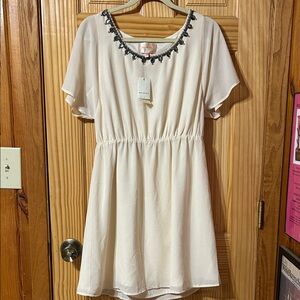 Skies Are Blue Ivory Embellished Dress - size medium